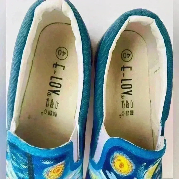 E Lov van Gogh starry night inspired sneakers size 9.5 - Picture 4 of 5